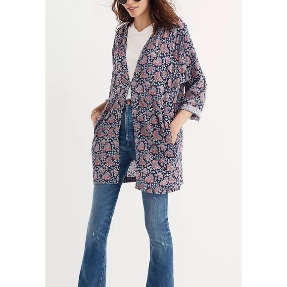 Madewell Blue Pink Robe Jacket Sz XS - Picture 1 of 6